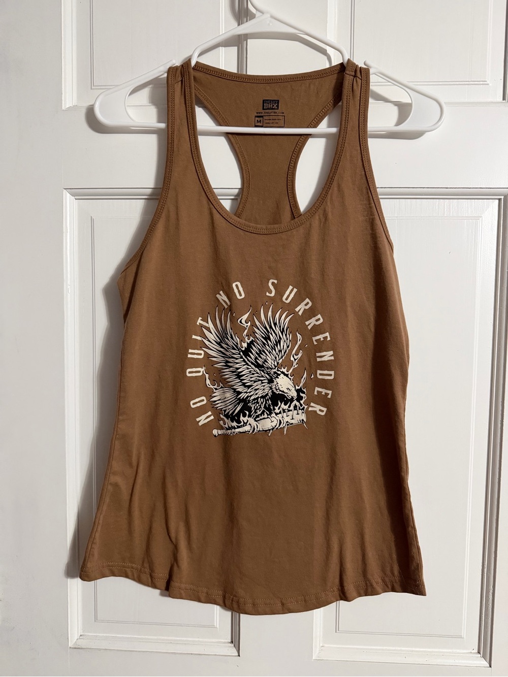 Racerback Graphic Tank Top in Brown with Eagle Motif